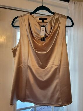 Banana Republic NWT Satin Cowl Neck Sleeveless Top - Champagne